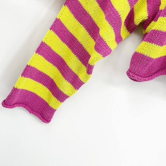 Zara Womens Bloggers Fav Fall Knit Striped Oversized Cropped Sweater Size M - Picture 3 of 6